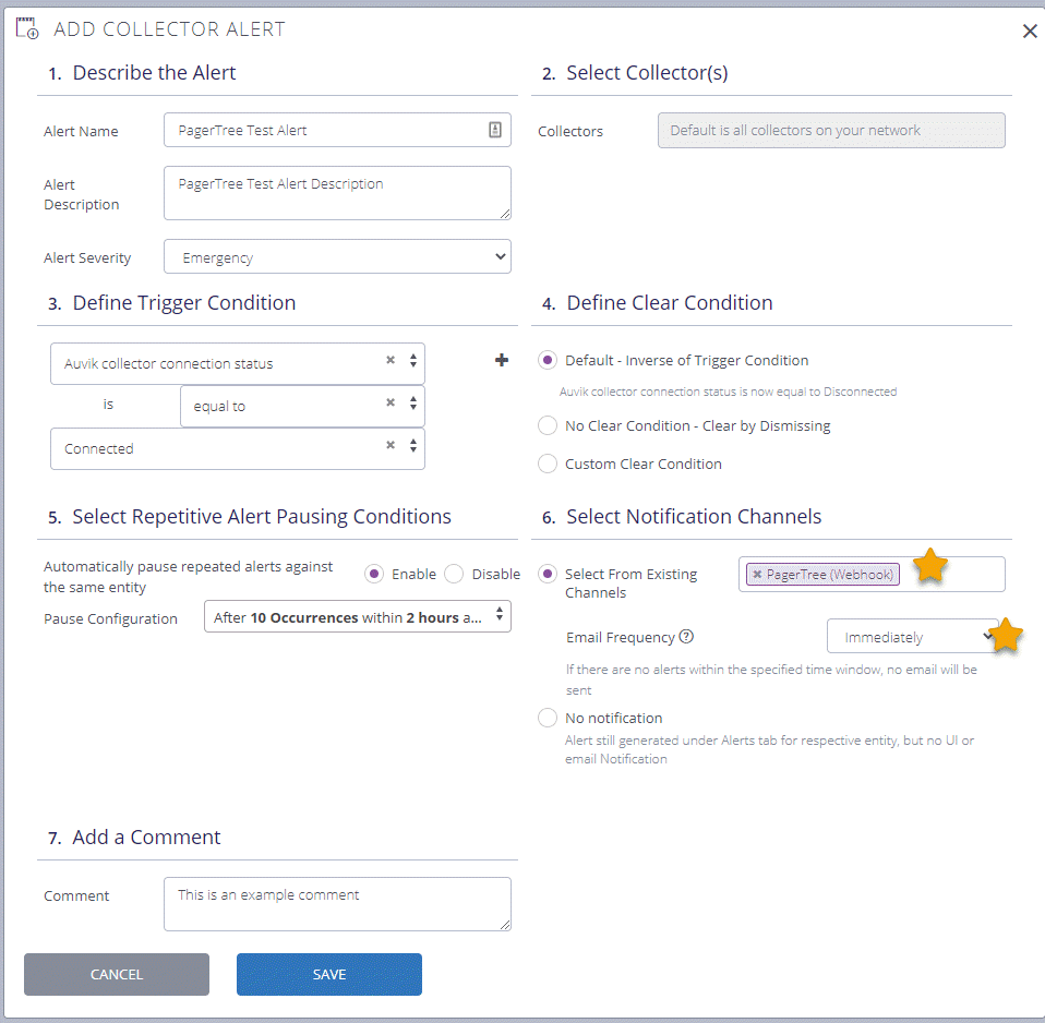 Auvik Collector Alert PagerTree Configuration